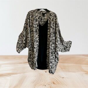 Lane Bryant Black and White Floral Blouse